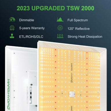 MARS HYDRO TSW 2000 FULL SPECTRUM 300W DIMMING LED GROW LIGHT 2023 Upgraded TSW 2000