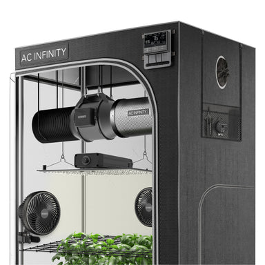 AC INFINITY Advance Grow Tent System 4x4, 4-Plant Kit, WiFi-Integrated Controls to Automate Ventilation, Circulation, Full Spectrum LED Grow Light Front View