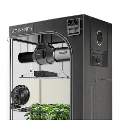 AC INFINITY Advance Grow Tent System 3x3, 3-Plant Kit, WiFi-Integrated Controls to Automate Ventilation, Circulation, Full Spectrum LED Grow Light Front View