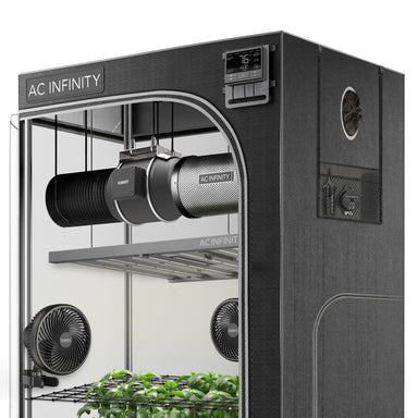 AC INFINITY Advance Grow Tent System PRO 5x5, 6-Plant Kit, WiFi-Integrated Controls to Automate Ventilation, Circulation, Full Spectrum LM301H EVO LED Grow Light Front View