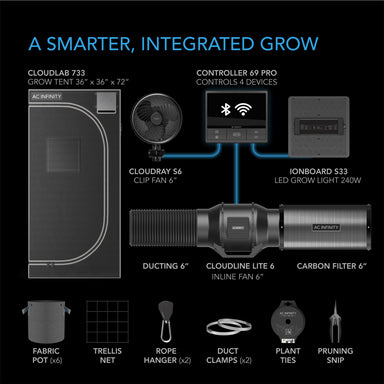 AC INFINITY Advance Grow Tent System 3x3, 3-Plant Kit, WiFi-Integrated Controls to Automate Ventilation, Circulation, Full Spectrum LED Grow Light Equipment