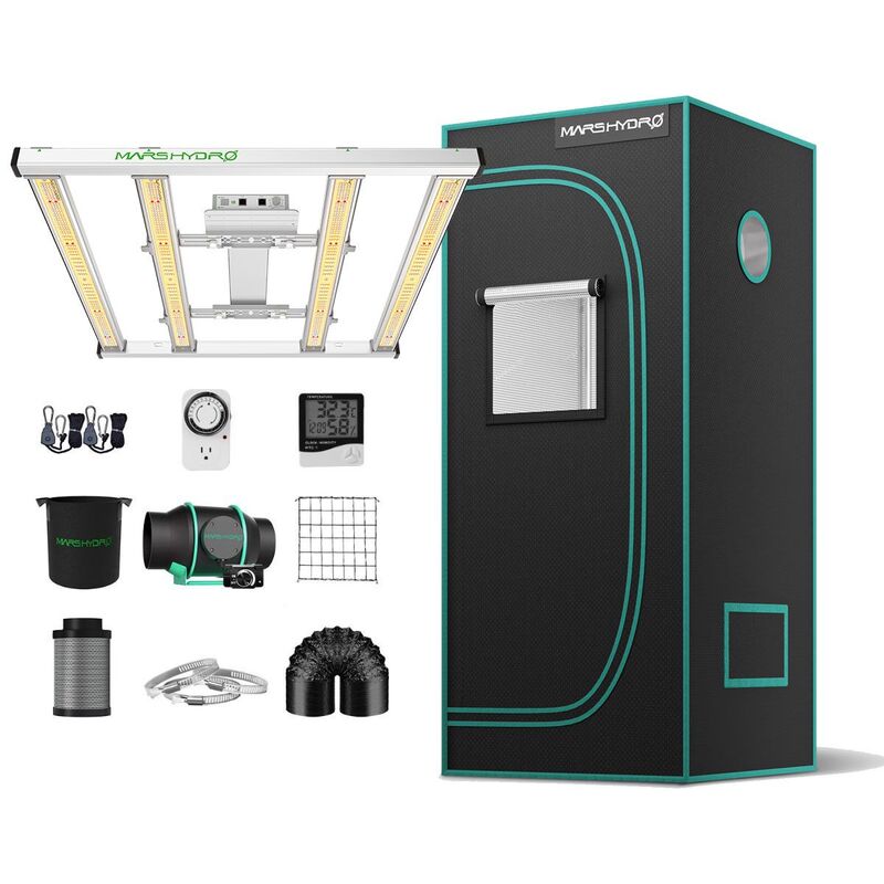 48x48x80 grow tent Mars Hydro FC-E4800 LED Grow Light + 4'x4' 48"X48"X80" Complete Grow Tent Kits
